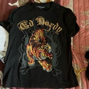 Ed Hardy crawling tiger rhinestone tee